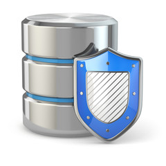 Poster - Data security. Database and shield.