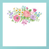 Fototapeta Kwiaty - Vintage floral vector card with Victorian bouquet of flowers.