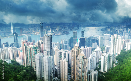 Naklejka samoprzylepna Hongkong od szczytu Wiktorii