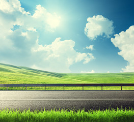 Wall Mural - road and spring grass