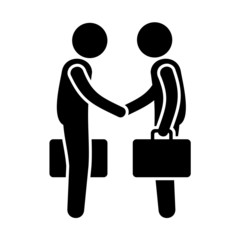 Business Mans Handshake. Greetings Gesture Stick Figure