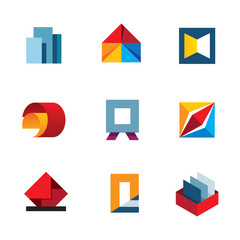 Wall Mural - Office inspire innovation colorful business tools logo icon set