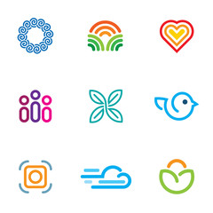 Wall Mural - Simple line blog forum logo fast download icon set