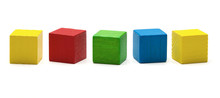 Toy Blocks, Multicolor Wooden Game Cube, Blank Boxes Isolated