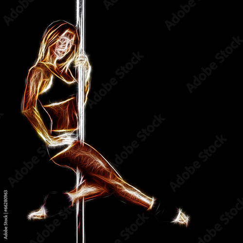 Plakat na papierze fotorealistycznym Grafika sexy tancerka słup
