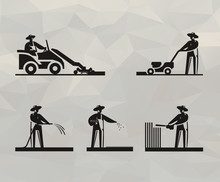 Lawn Mower Icons. Vector Format