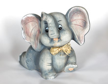 Cheerful Little Gray Porcelain Elephant