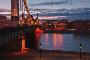 Wall Mural - Moscow Sightseeing Krimsky Bridge at sunset