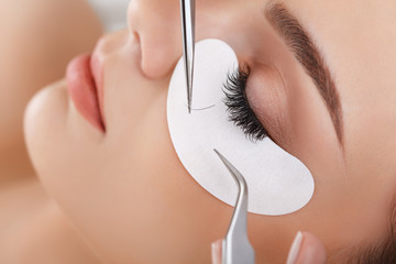 Woman Eye with Long Eyelashes. Eyelash Extension