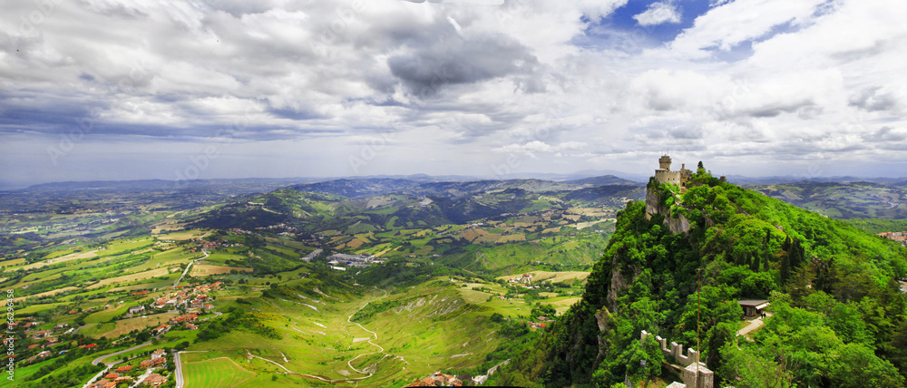Obraz na płótnie breathtaking view with castle . San Marino, Italy w salonie