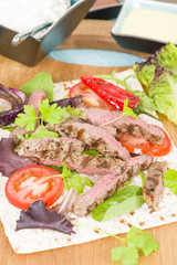 Wall Mural - Grilled Beef Wraps - Griddled sirloin steak and blue cheese wrap