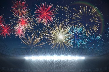 Poster - Fireworks exploding over football stadium