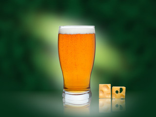 Wall Mural - Glass of beer with cheese isolated