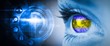 © WavebreakmediaMicro - Composite image of green and yellow eye on blue face