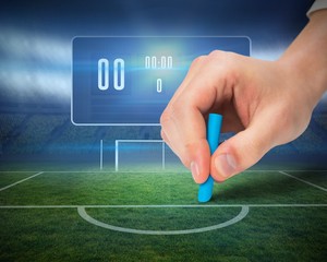 Poster - Hand drawing on football pitch