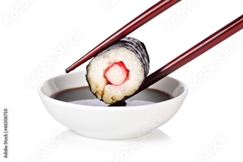 Fotoboard na płycie Hosomaki sushi z pałeczkami i sosem sojowym