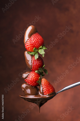 Fototapeta do kuchni fragole con cioccolato