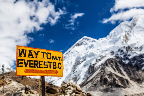Fotoboard na płycie Mount everest drogowskaz Himalaje