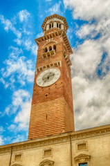 Canvas Print - Lamberti Tower in Piazza Signori in Verona, Italy