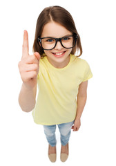 Sticker - smiling cute little girl in black eyeglasses