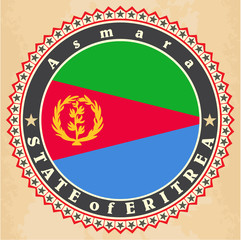 Sticker - Vintage label cards of  Eritrea flag.