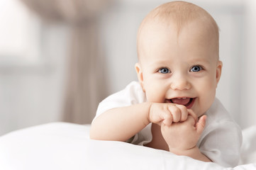 portrait of a crawling baby