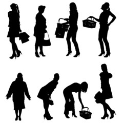 Canvas Print - Vector silhouette of women.