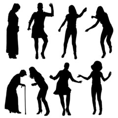 Canvas Print - Vector silhouette of women.