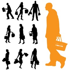 Canvas Print - Vector silhouette of a people.