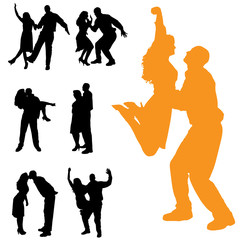 Canvas Print - Vector silhouette of people.