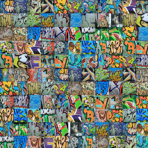 Naklejka samoprzylepna Graffiti, ściany to malowane kolory, tło, kultura uliczna