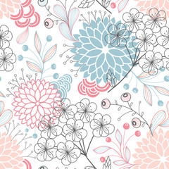 Poster - Seamless floral pattern