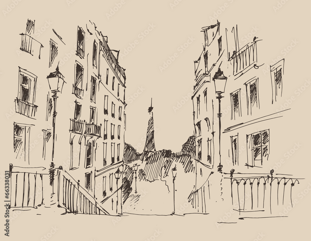 ulice-w-paryzu-francja-vintage-grawerowane-ilustracji