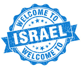 Wall Mural - Welcome to Israel blue grungy vintage isolated seal