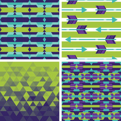 Set of geometric and tribal backgrounds