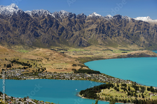 Obraz na płótnie canvas trzyczęściowy "tryptyk" Jezioro wakatipu, queenstown, nowa zelandia