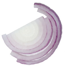 Sticker - slice red onion on a white background