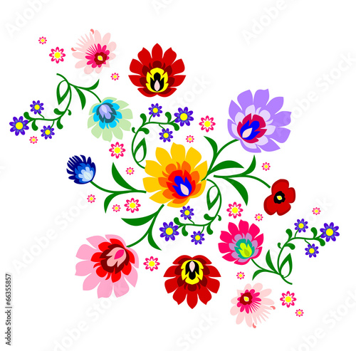 Obraz w ramie Traditional Polish floral folk pattern vector