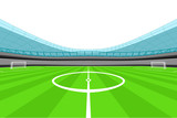 Fototapeta Sport - stadium midfield view with clear white sky vector