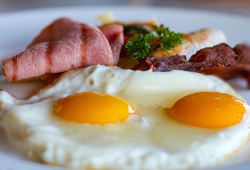 Wall Mural - Breakfast with fried eggs