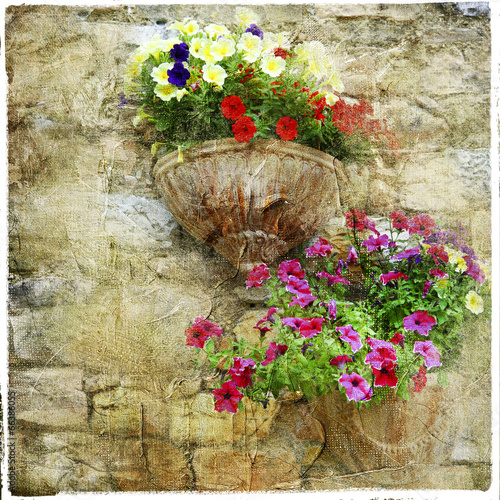 Naklejka na szybę charming floral streets - artistic picture