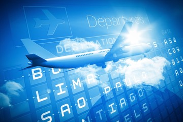Aufkleber - Travel and tourism collage with airplane