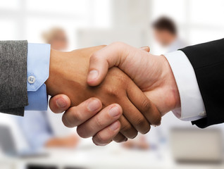 Poster - businessman and businesswoman shaking hands