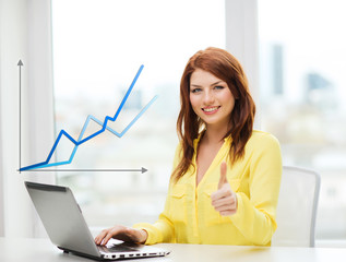 Wall Mural - smiling student with laptop computer at school