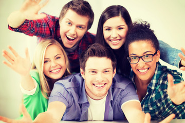 Canvas Print - group of students at school