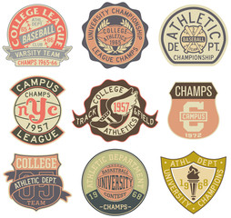 Wall Mural - Old style sporting badges  on white background