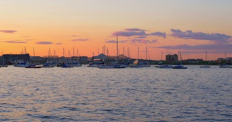 Wall Mural - 4K - Boston waterfront at sunset - massachusetts USA