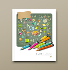 Cover report sketch hand drawn education icons