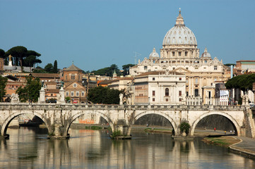 Wall Mural - Rome view from the bridge over the Tiber river - Rome - Italy