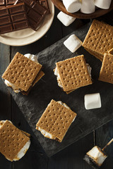 Canvas Print - S'mores with Marshmallows Chocolate and Graham Crackers